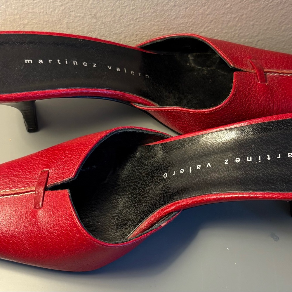 Martinez Valero Red Leather Heels size 6